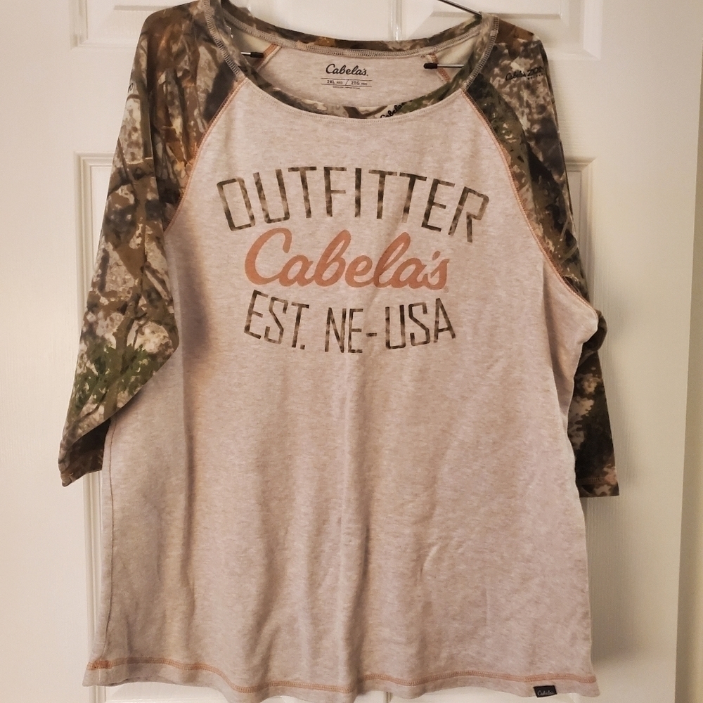 Cabelas 3/4 sleeve shirt Sz 2X Camo